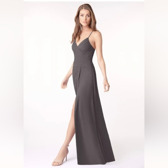 🆕Azazie Steel Gray Sleeveless Maxi Dress - Picture 1 of 9